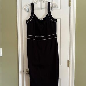 Elegant Black Dress with White Accents
